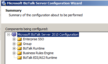 BizTalk Configuration Wizard Summary