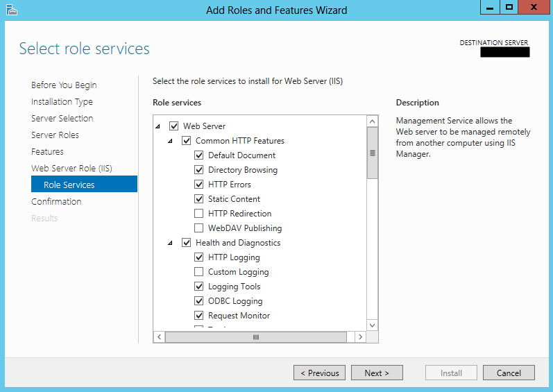 BizTalk Server 2013 R2 iis add roles and features roles services